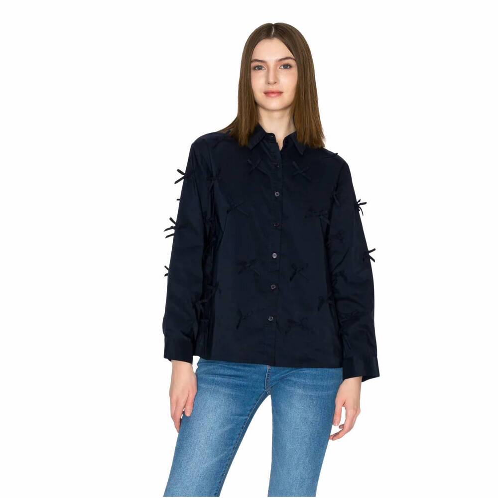 NEW JOH jerry top with ribbons in navy